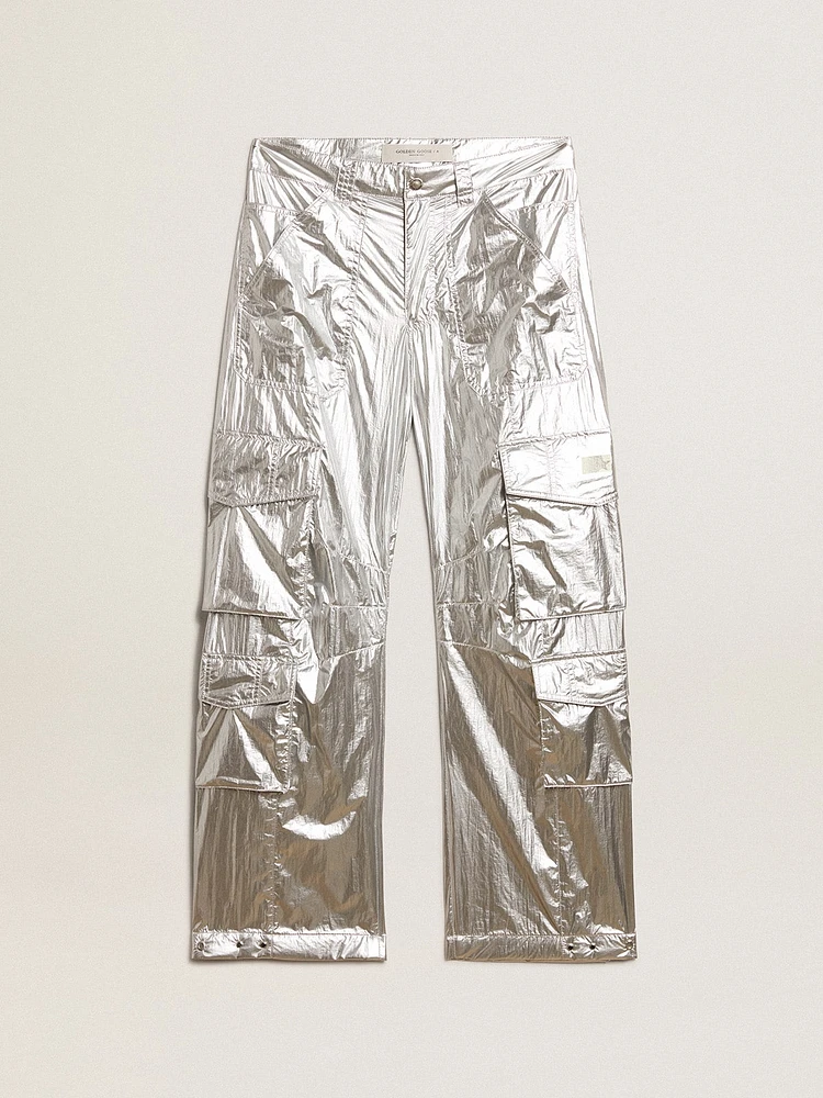 Women’s cargo pants silver technical fabric