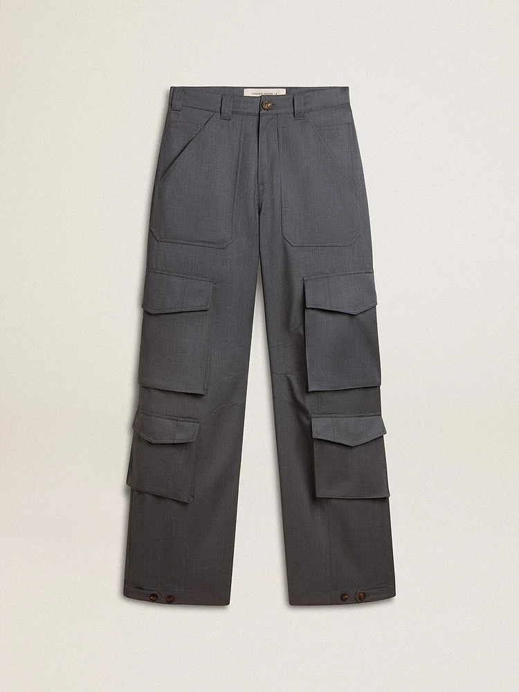 Women's cargo pants baby blue wool