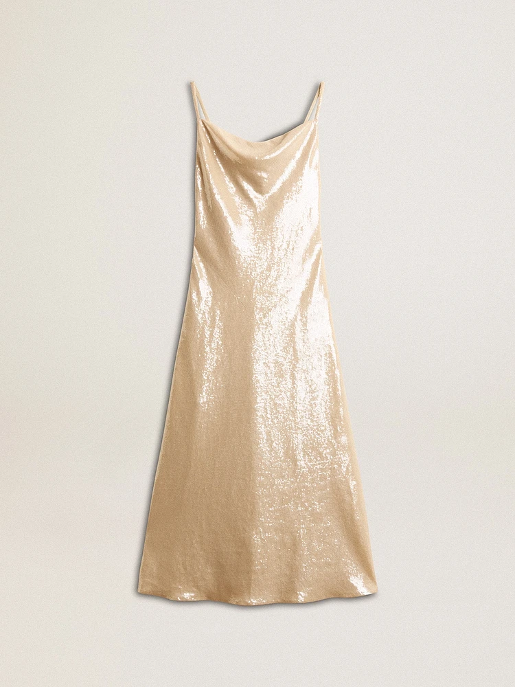 Sleep dress parchment-colored sequins