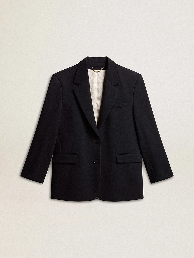Women’s black wool-blend blazer jacket