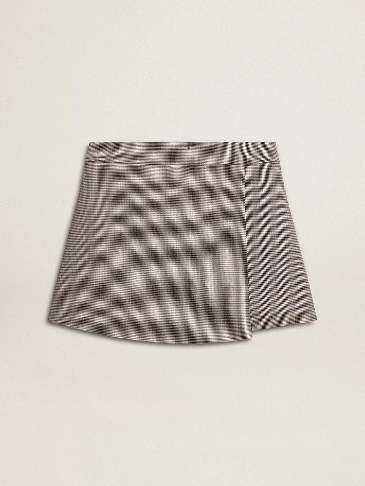Women's gray mini shorts houndstooth wool