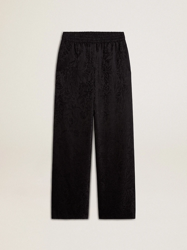 Women's black joggers with a tone-on-tone toile de jouy print