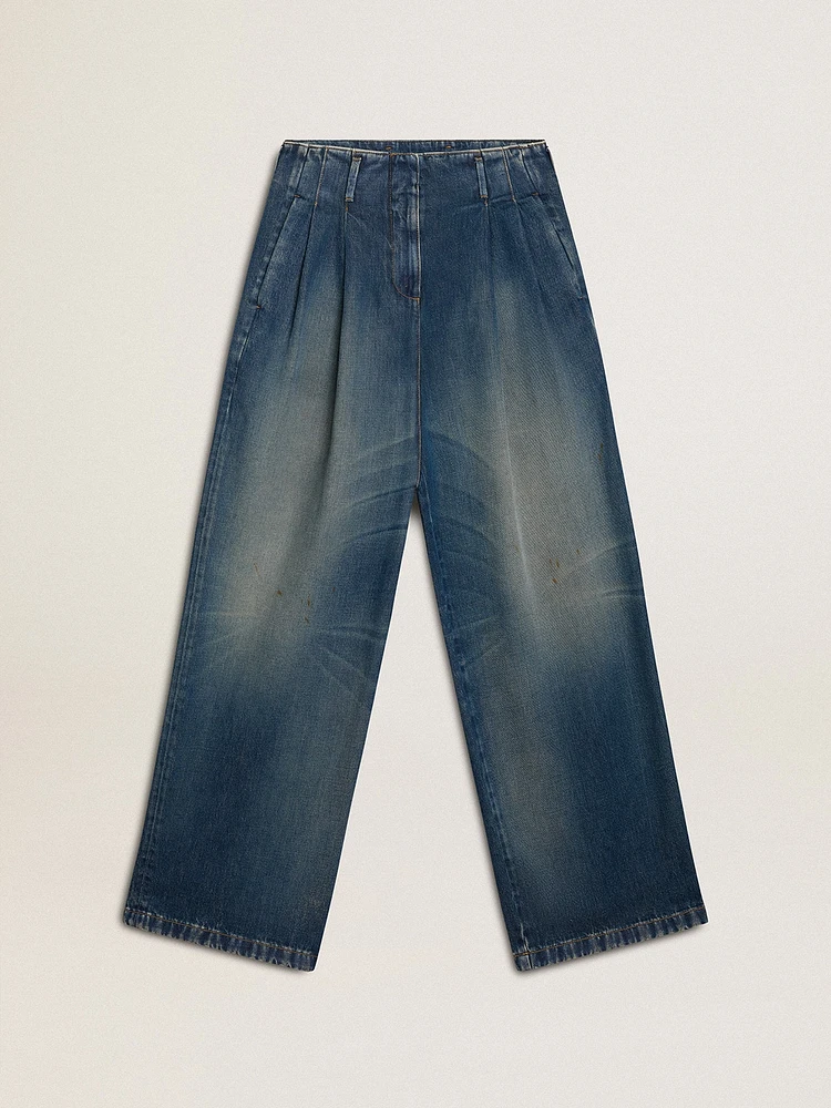 Women’s wide-leg medium wash CNY jeans