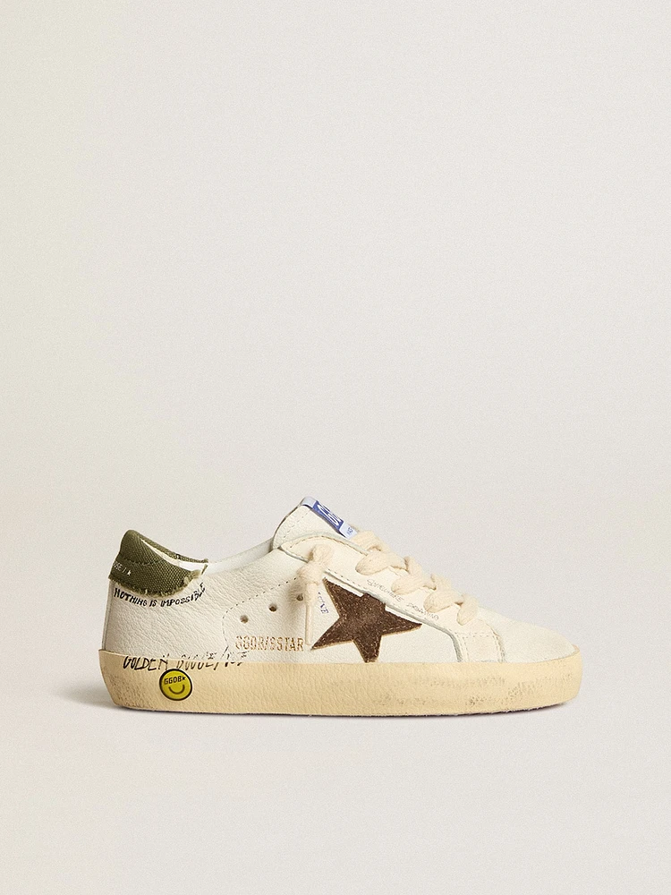 Super-Star Young nappa with suede star and green heel tab