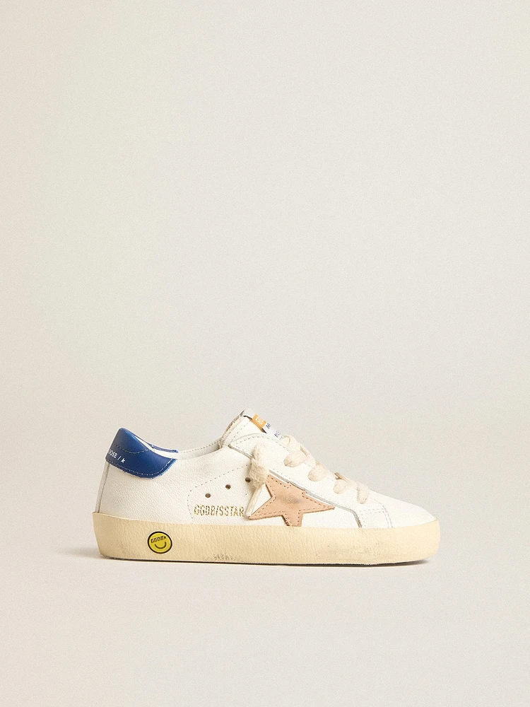 Young Super-Star nappa leather with a beige star and blue heel tab