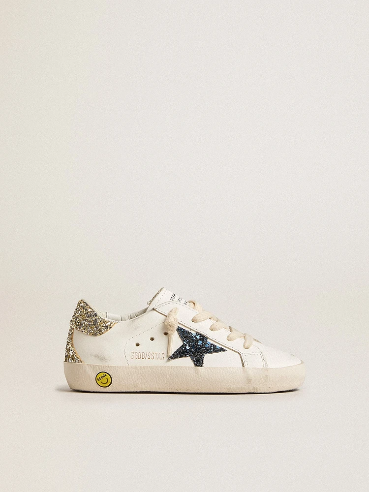 Young Super-Star in leather with glitter star and heel tab