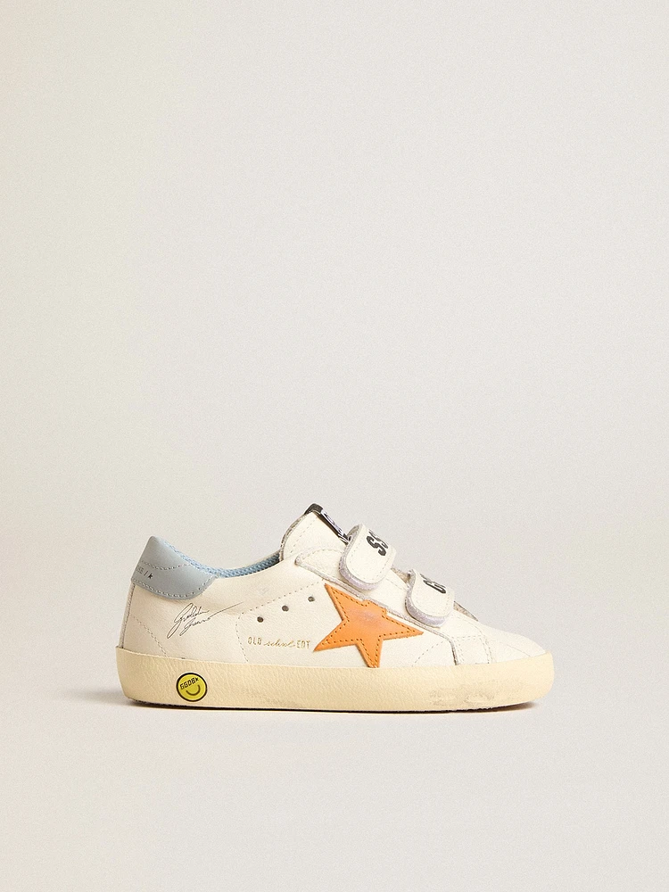 Young Old School leather with orange star and baby blue heel tab