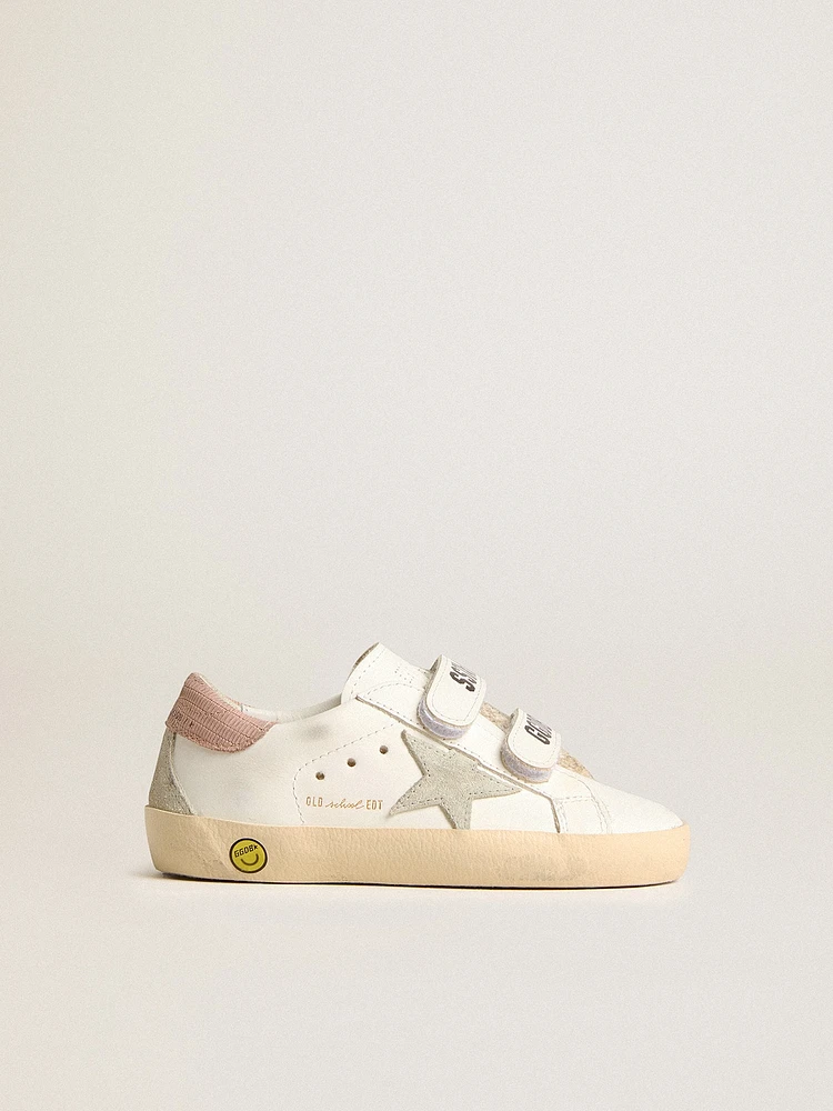 Young old School leather with gray suede star and rose heel tab