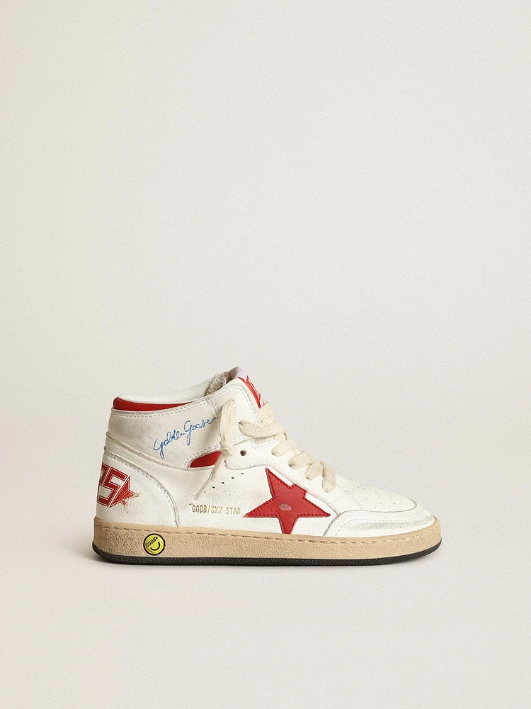 Young Sky-Star white nappa with red star and heel tab
