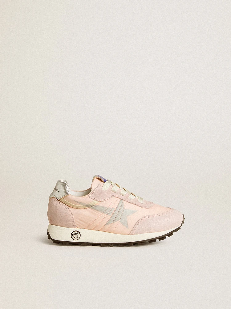 Young Marathon pink nylon with printed star and leather heel tab