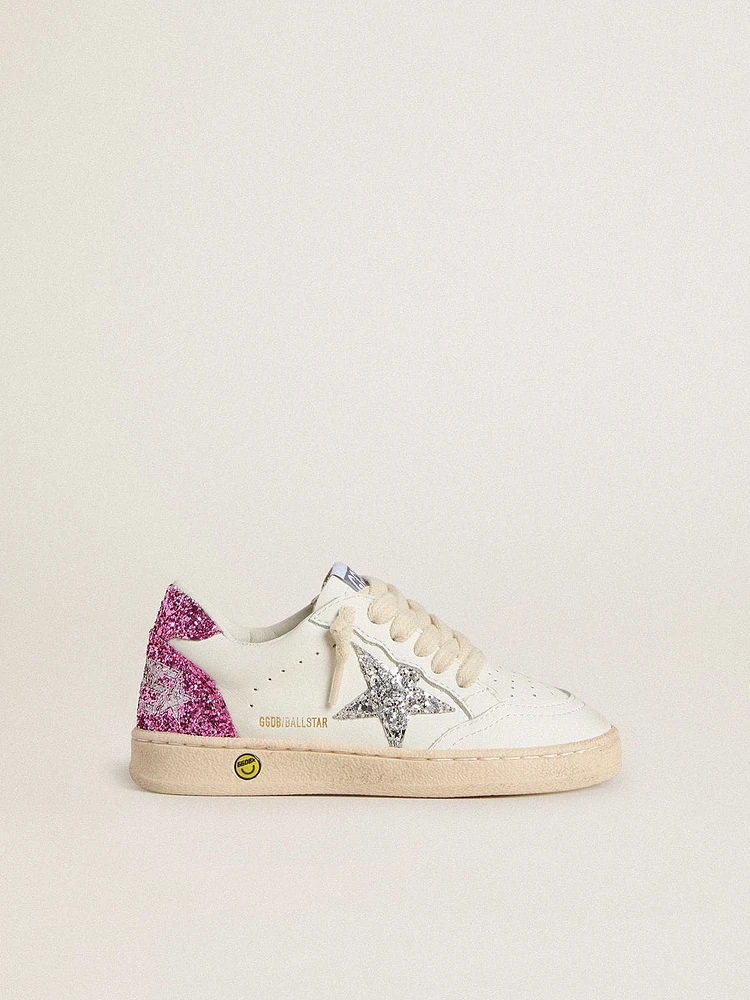 Young Ball Star with silver glitter star and pink glitter heel tab