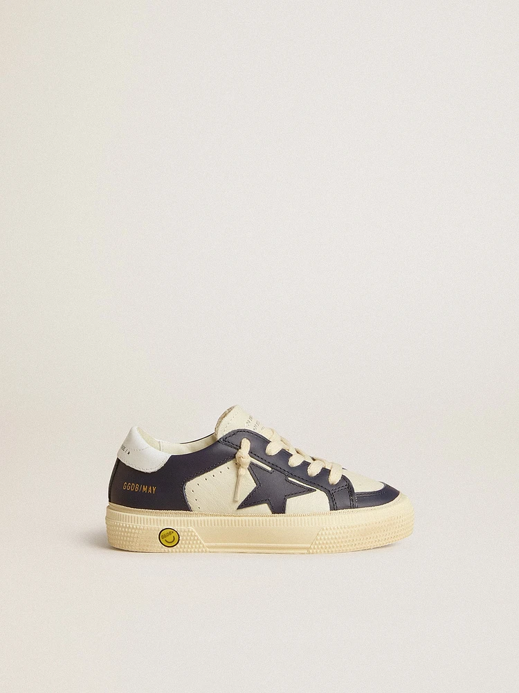 Young May white and blue leather with star heel tab