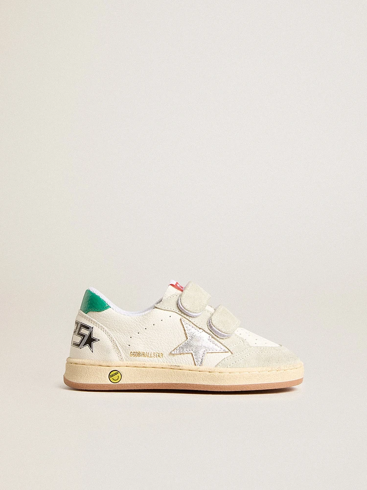 Young Ball star with silver and green suede heel tab