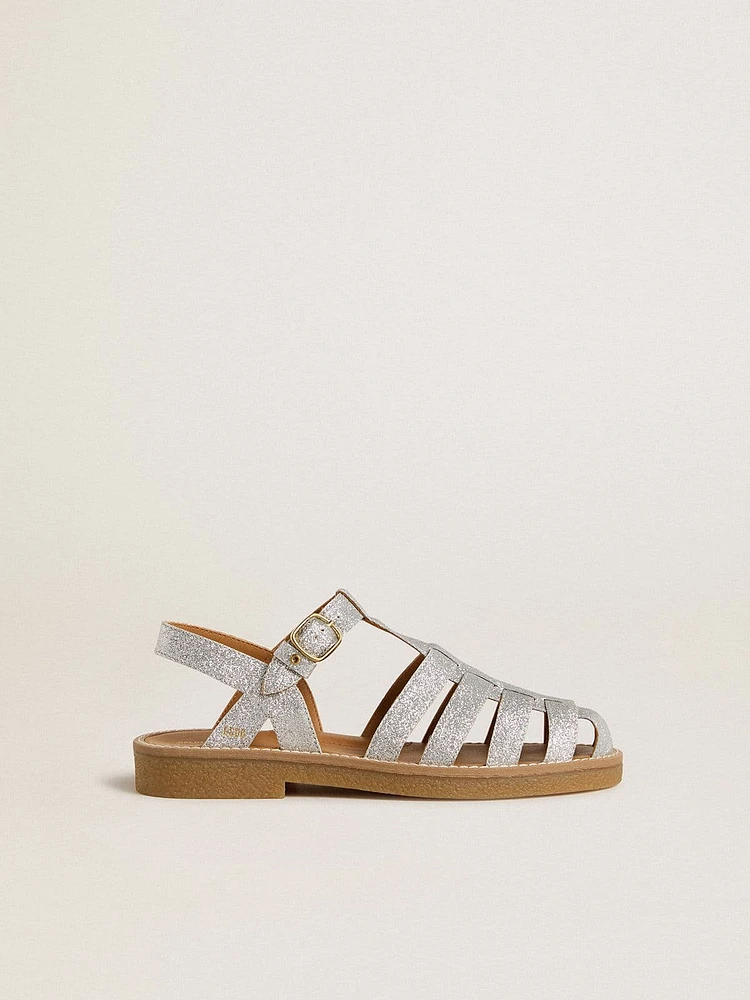 Maxime Young sandals silver micro-glitter