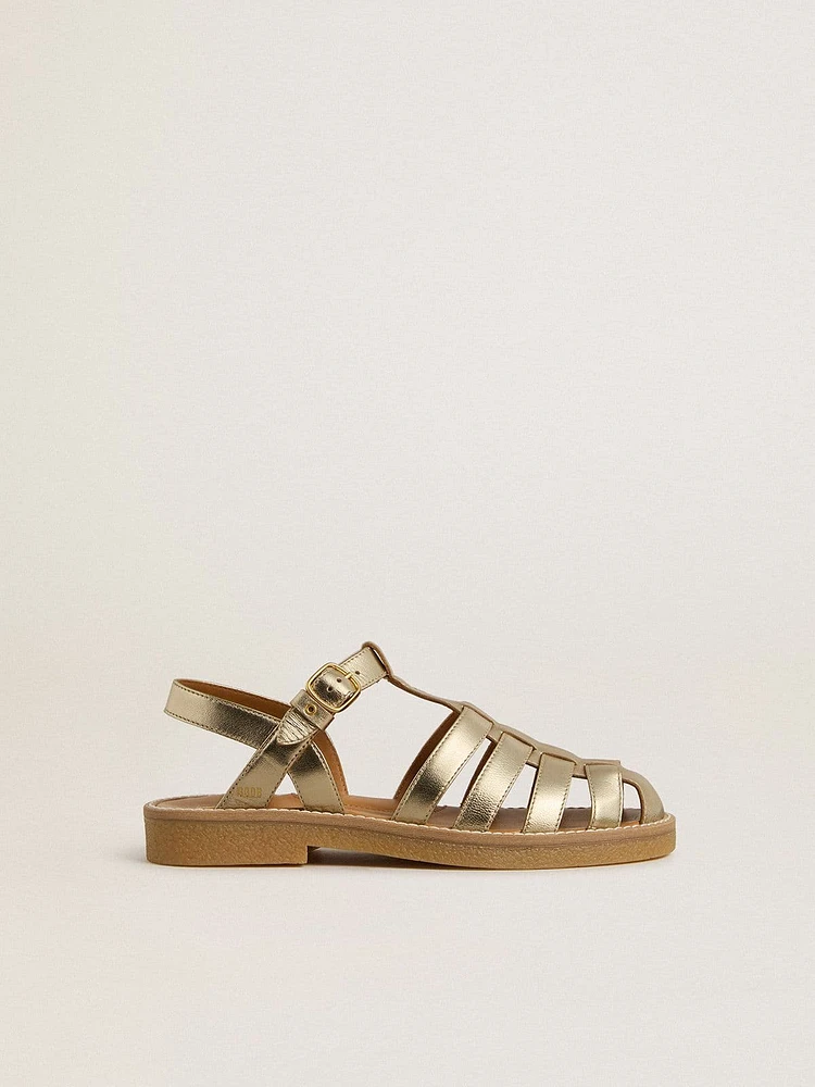 Young Maxime sandals gold metallic leather