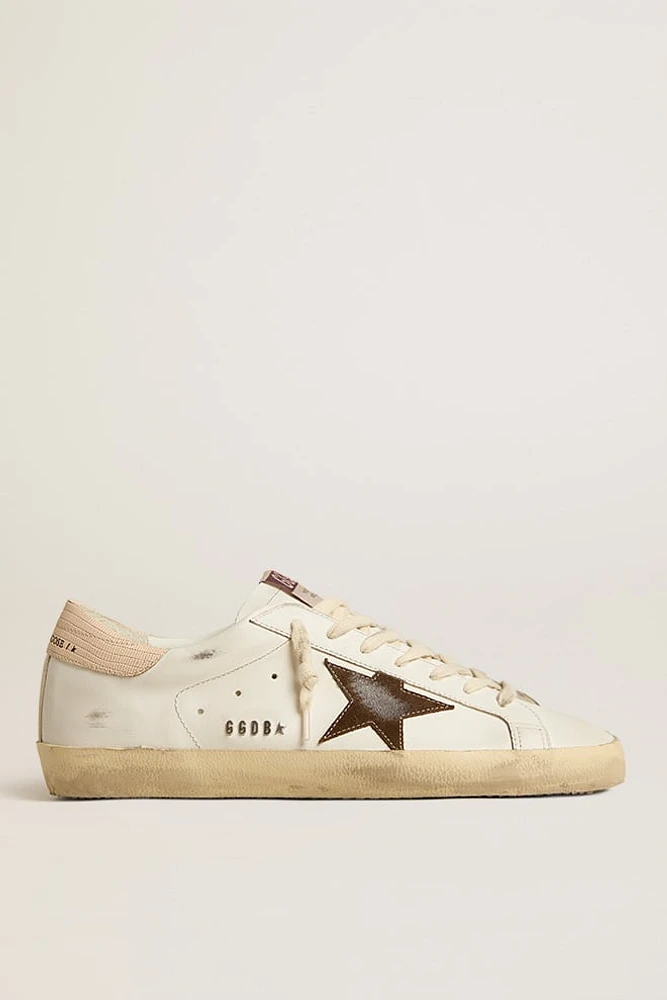 Men’s Super-Star sneakers with brown suede star and pink heel tab