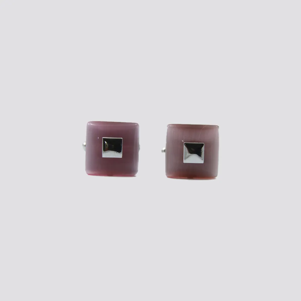 Square Pink Cuff Links