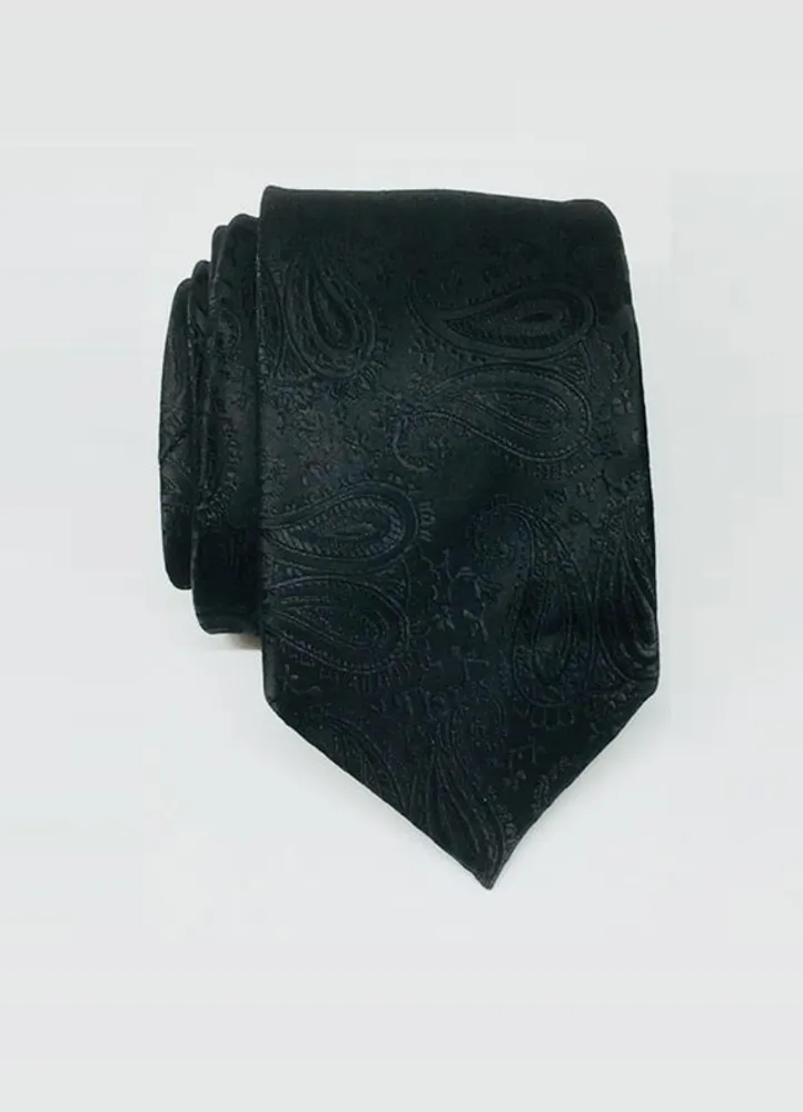 SMT-10 BLACK PAISLEY SLIM TIE FOR MEN