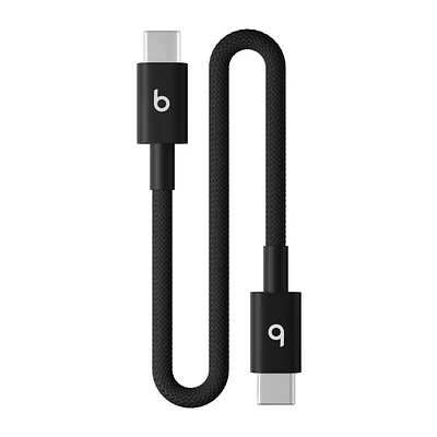 Beats USB‑C to USB‑C Woven Short Cable (20 cm / 8 in.) – Bolt Black