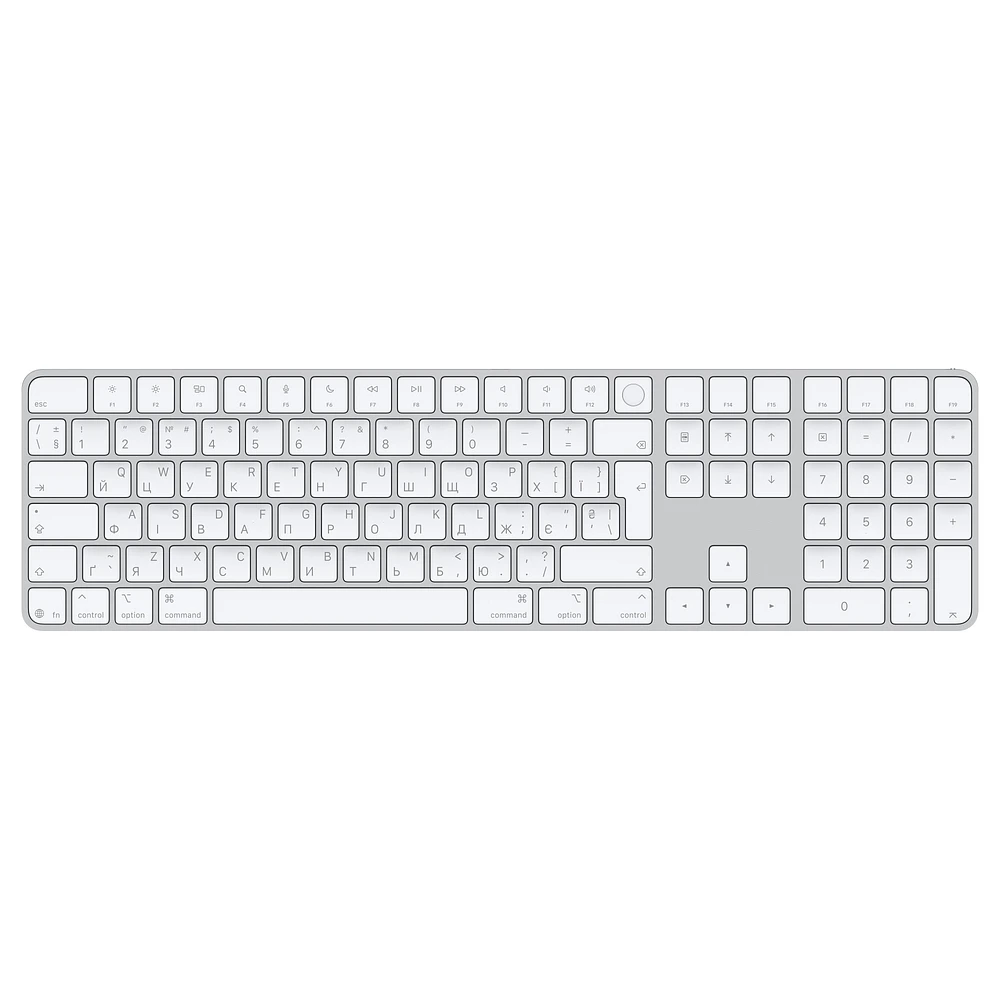 Magic Keyboard with Touch ID and Numeric Keypad for Mac models with Apple silicon (USB‑C) - Ukrainian - White Keys