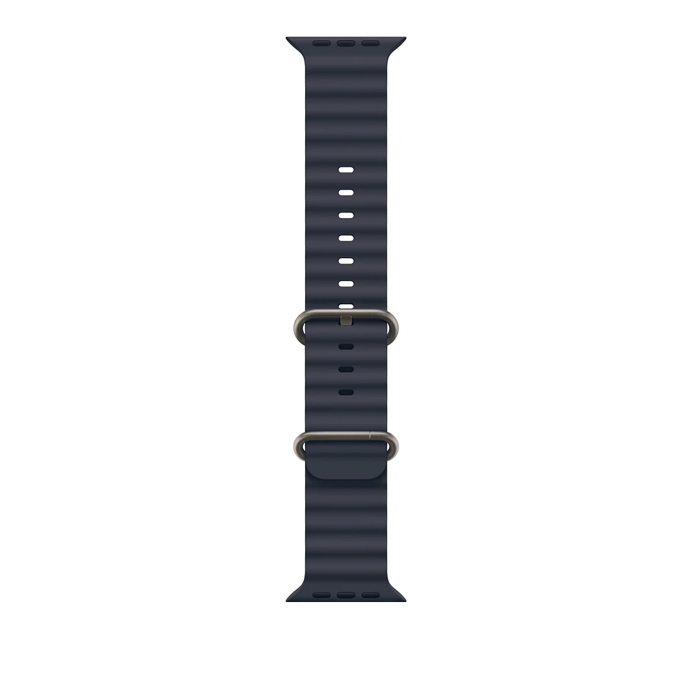 49mm Navy Ocean Band - Natural Titanium Finish