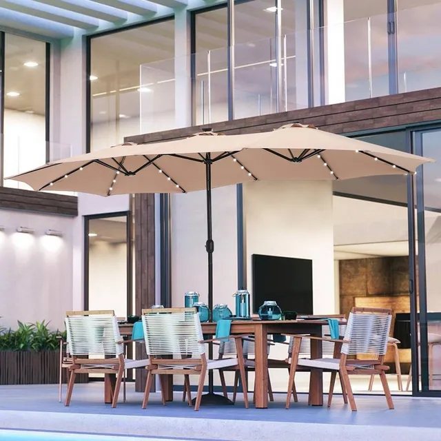 big tectangular patio umbrella HOMREST 10x10ft Large Rectangular Cantilever with 360° Rotati – homrest The Sun Umbrella Outdoor Patio Shade by Pure Garden is an attractive piece of outdoor decor that provides quality sun protection whether youre entertaining guests on the deck or lounging by your swimming pool Beige 8x10 Foot Rectangular Patio