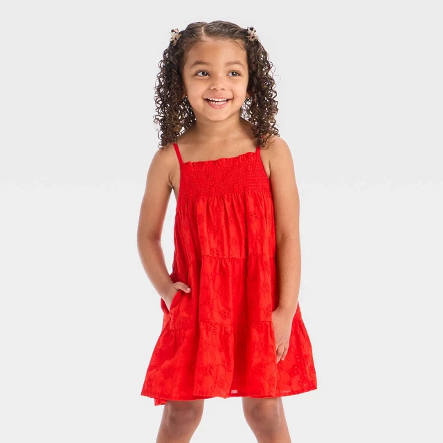 Cat & Jack Toddler Girls Americana Eyelet Tank Dress - Cat & Jack Medium  Red | Connecticut Post Mall