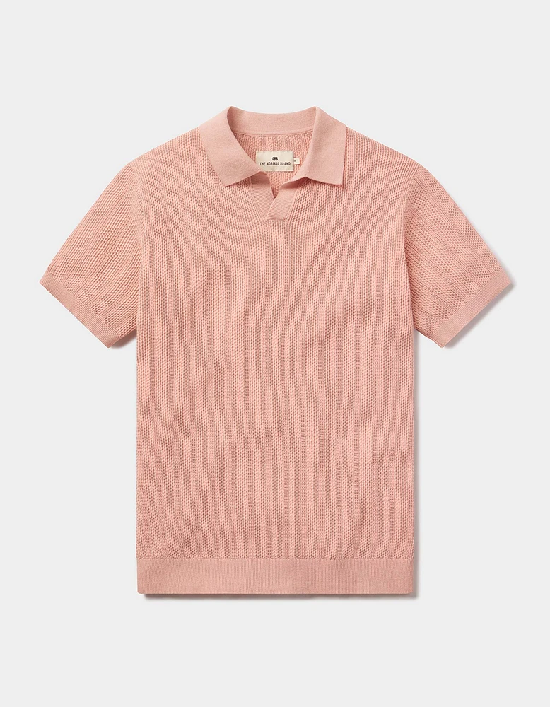 Robles Textured Knit Polo Dusty Rose