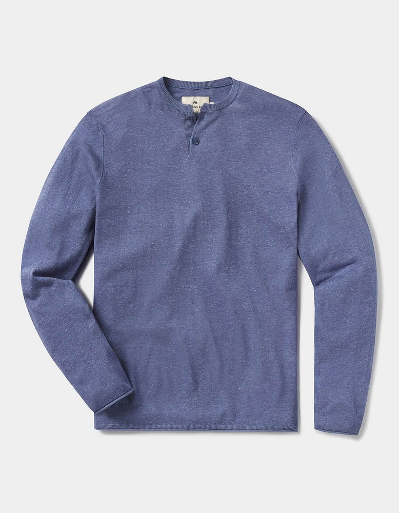 Summer Linen-Blend Henley Faded Denim Heather