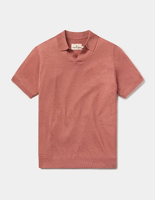 Summer Linen-Blend Polo Adobe Rose Heather