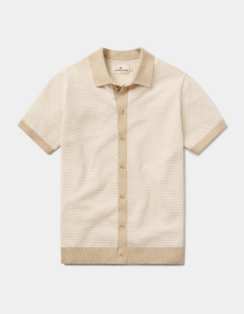 Robles Knit Jacquard Button Up Ivory/Khaki