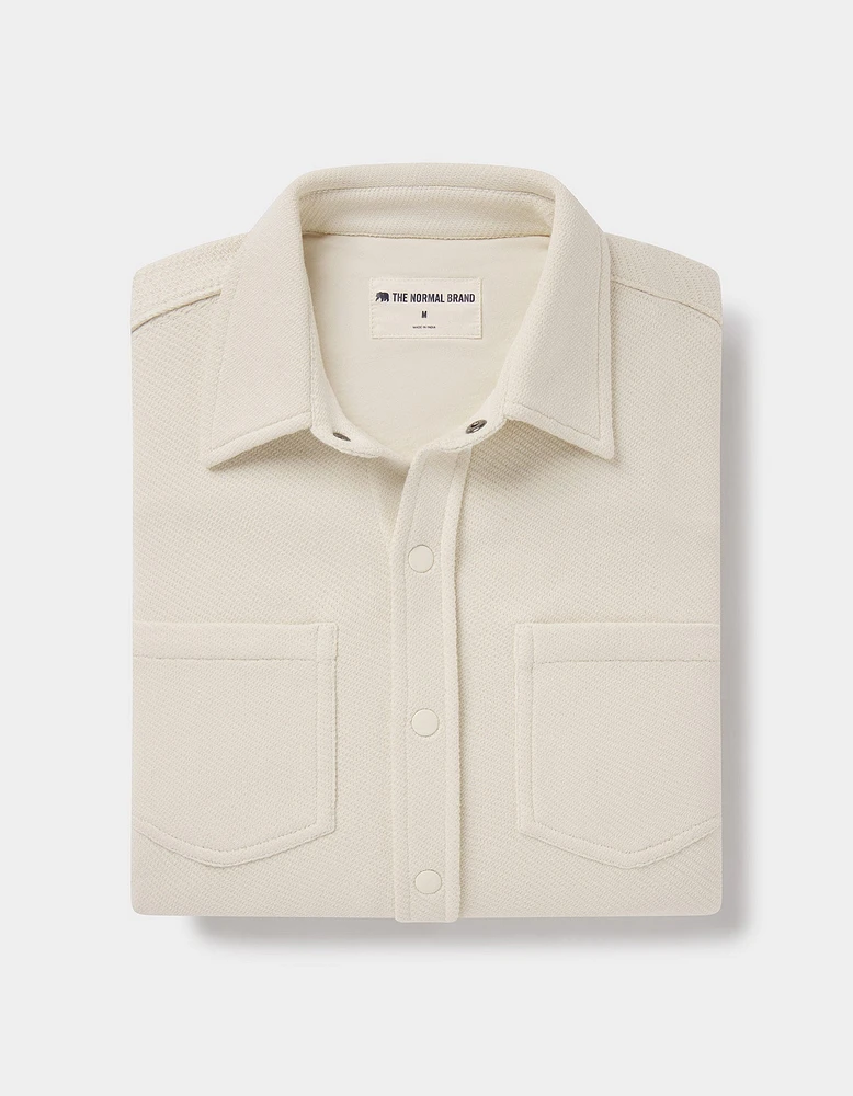 Loop Terry Button Up Ecru
