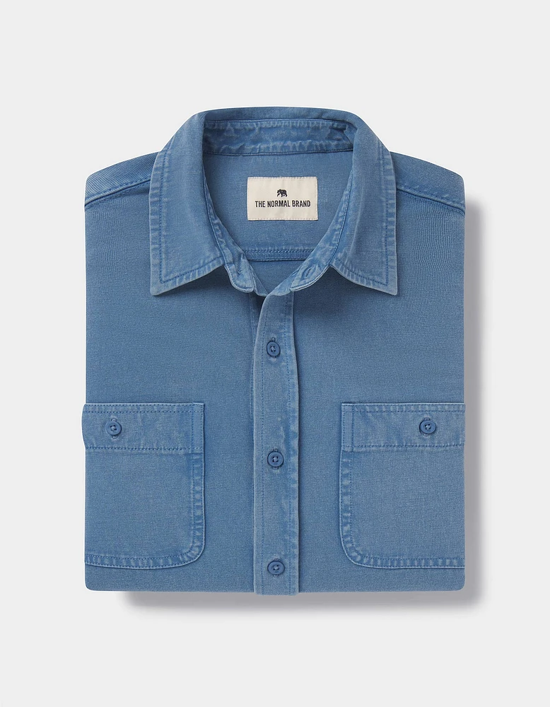 Lennox Jersey Button Up Slate Blue