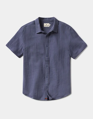 Kalo Short Sleeve Button Up Vintage Blue
