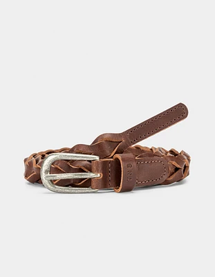 Leather Braided Belt Brown