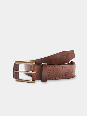 Etched Leather Belt Brown