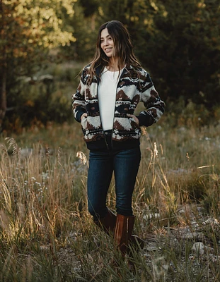 Heritage Full Zip Cardigan Brown Multi