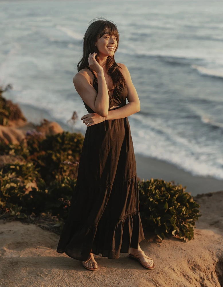 Evie Tiered Maxi Sundress Black
