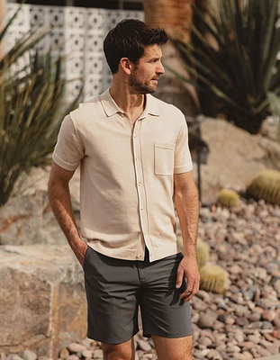 Robles Knit Button Down Navy-White