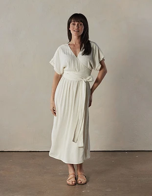Ezra Crepe Wrap Dress Ivory