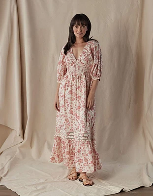 Isla Maxi Dress Antique Floral Mineral Red