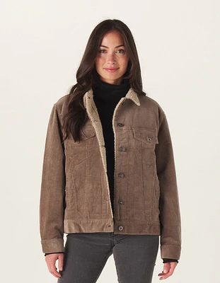 Sherpa Collar Cord Trucker Taupe