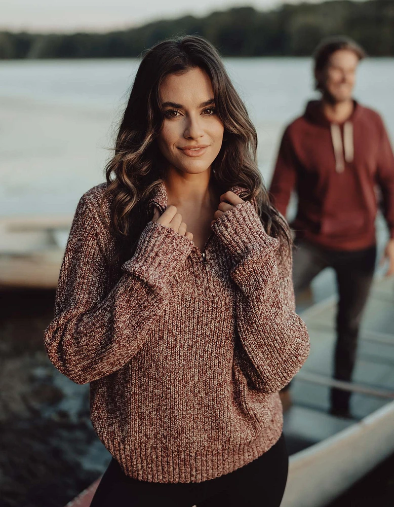 Dani Quarter Zip Sweater Oxblood