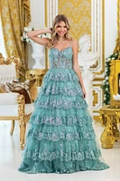 Elegant Spaghetti Strap Prom Dress with Intricate Embroidery