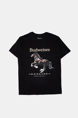Mens Budweiser Horse Graphic T-Shirt - Black /