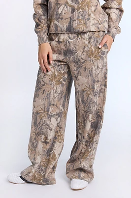 Wide Leg Tree Camo Sweatpant - Beige /