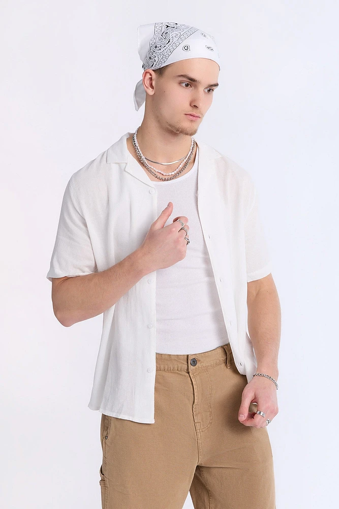 Arsenic Mens Gauze Button-Up - /