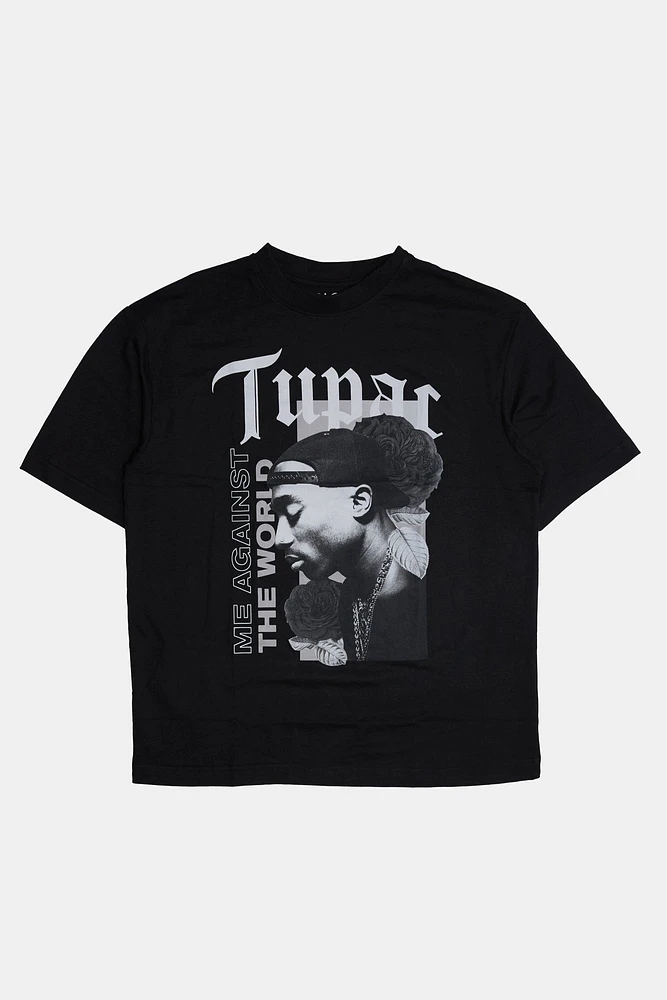 Mens Tupac Oversized T-Shirt - Black /