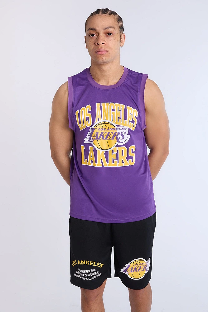 Mens LA Lakers Black Mesh Shorts - /