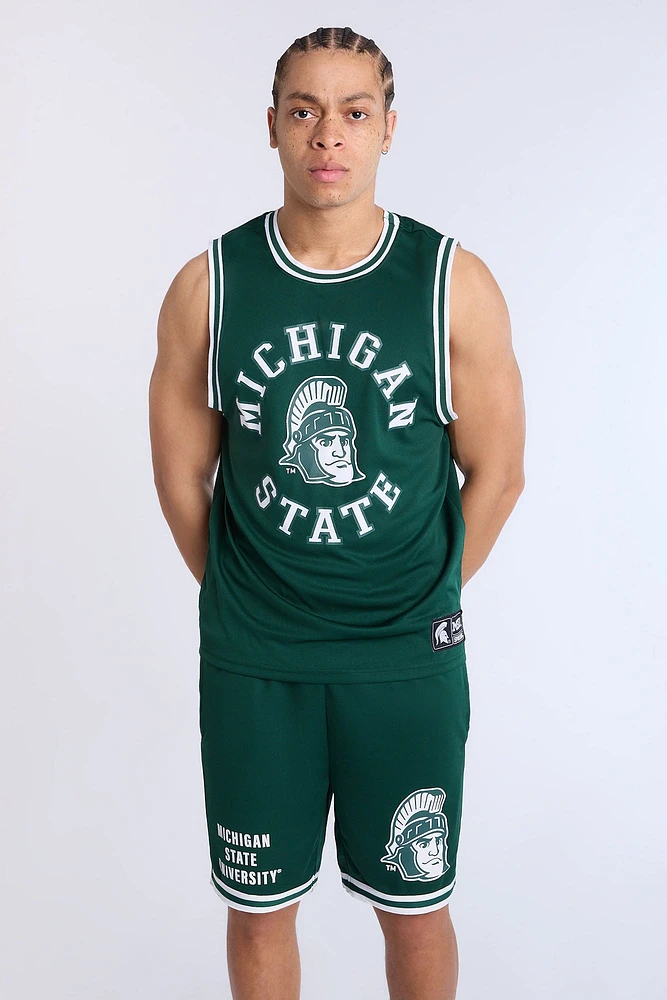 Mens Michigan State University Spartans Mesh Shorts - Hunter Green /